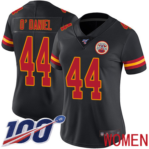 Women Kansas City Chiefs #44 ODaniel Dorian Limited Black Rush Vapor Untouchable 100th Season Nike NFL Jersey->women nfl jersey->Women Jersey